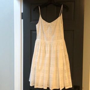 Jcrew White eyelet dress with spaghetti straps.